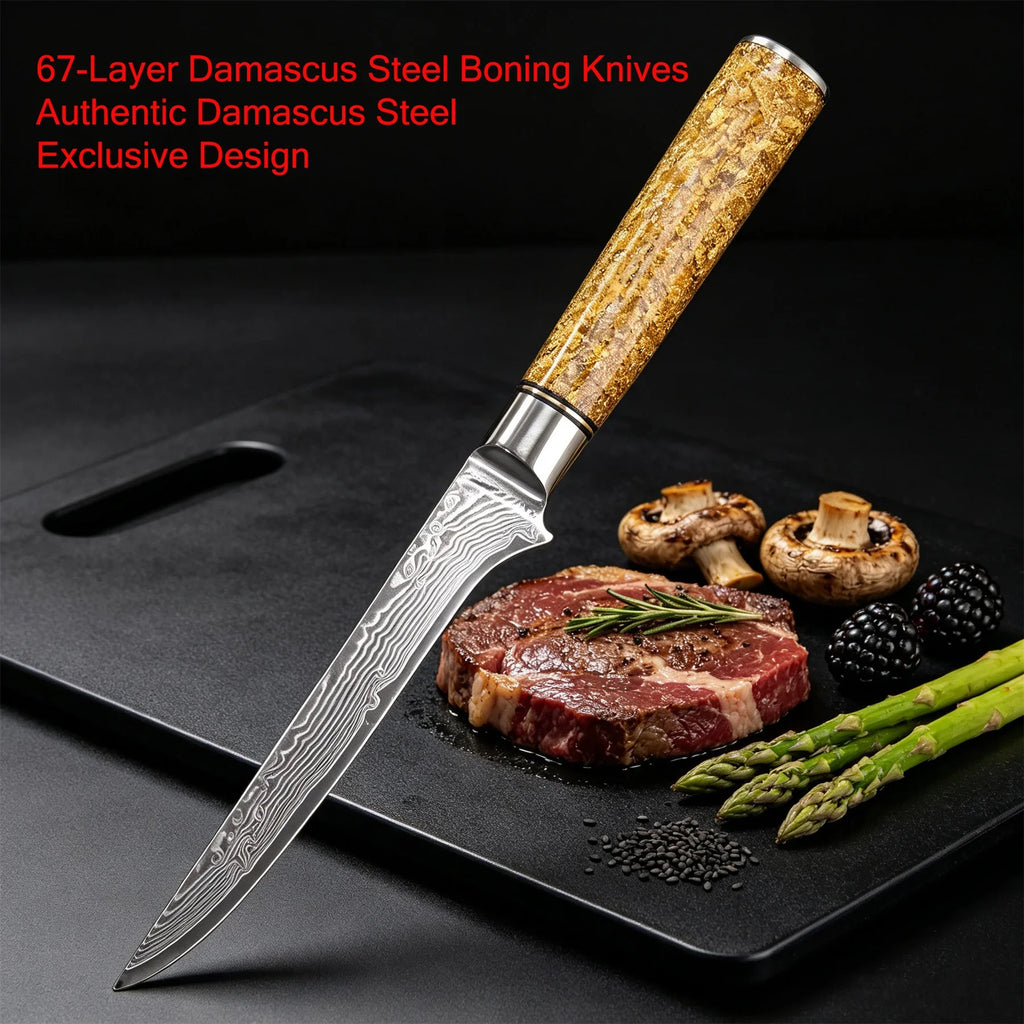 67-Layer Damascus Steel Chef Knife – Boning & Slicing