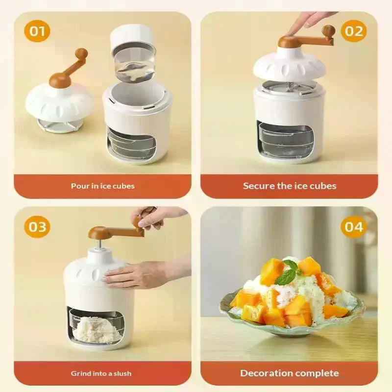 Manual Shaved Ice Machine – Hand-Crank Ice Crusher & Smoothie Maker