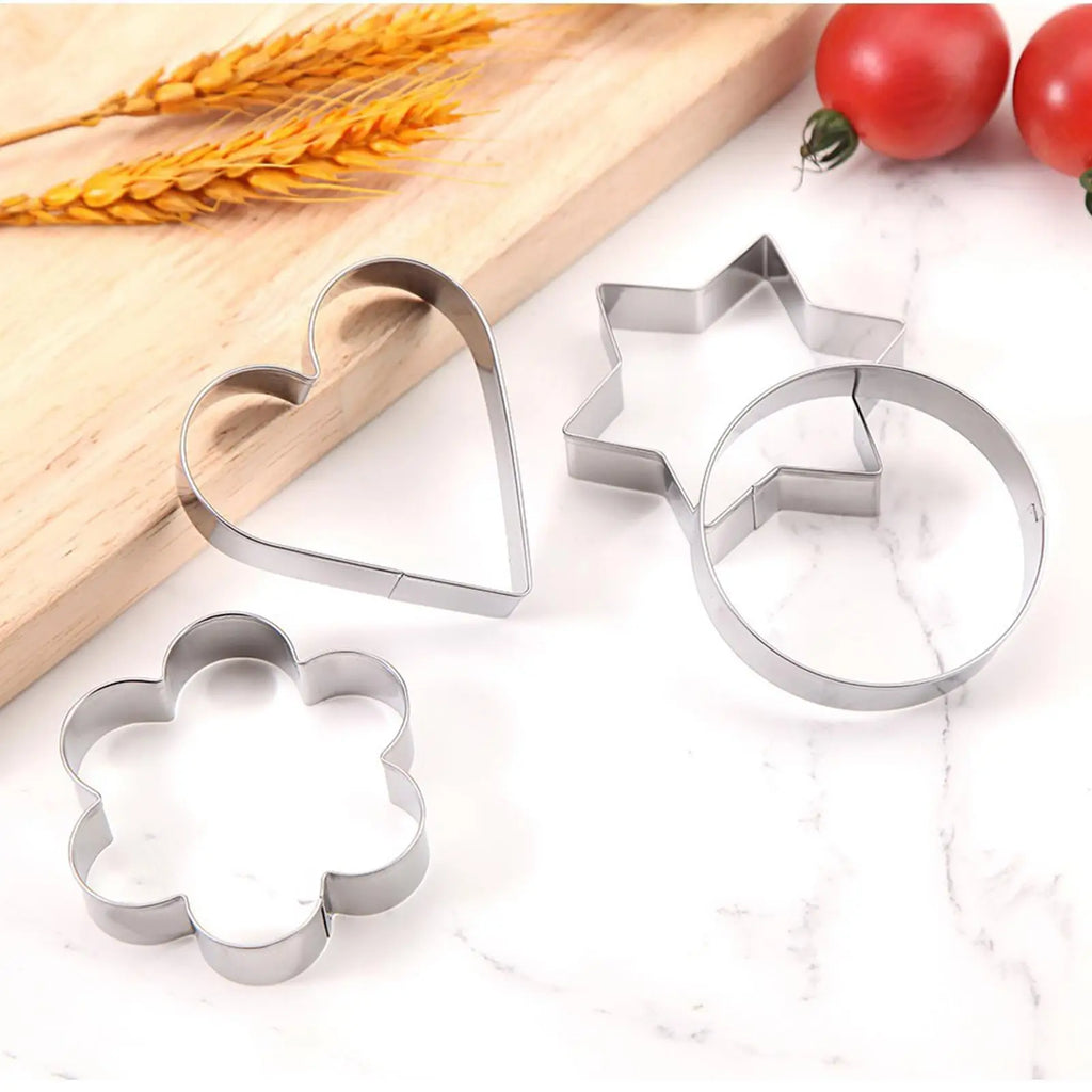 12-Piece Stainless Steel Cookie Cutters – Heart, Star & Flower