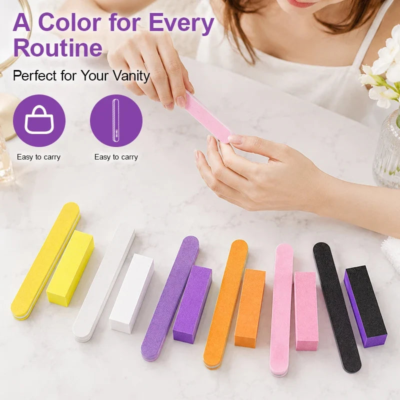 100/180 Grit Nail File & Buffer Block Set – Manicure Kit