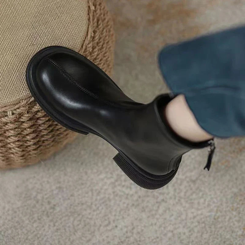 Women's Flat Chelsea Ankle Boots – Faux Suede Side Zip