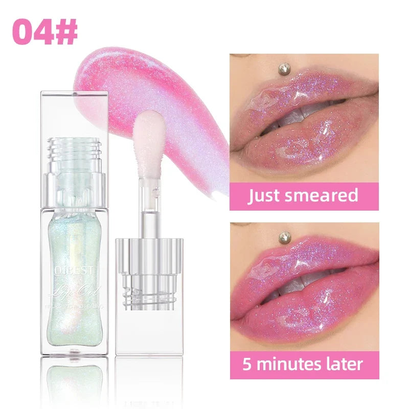 QIBEST Color-Changing Lip Oil – Hydrating Pearlescent Gloss