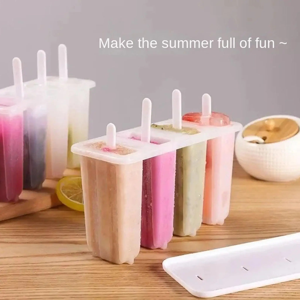 4-Cavity Popsicle Mold with Lid – DIY Ice Cream & Ice Pop Maker