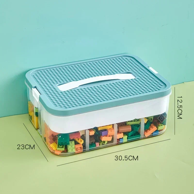 Building Blocks Toys Storage Box Lids Brick Shaped Plastic Kids Bin