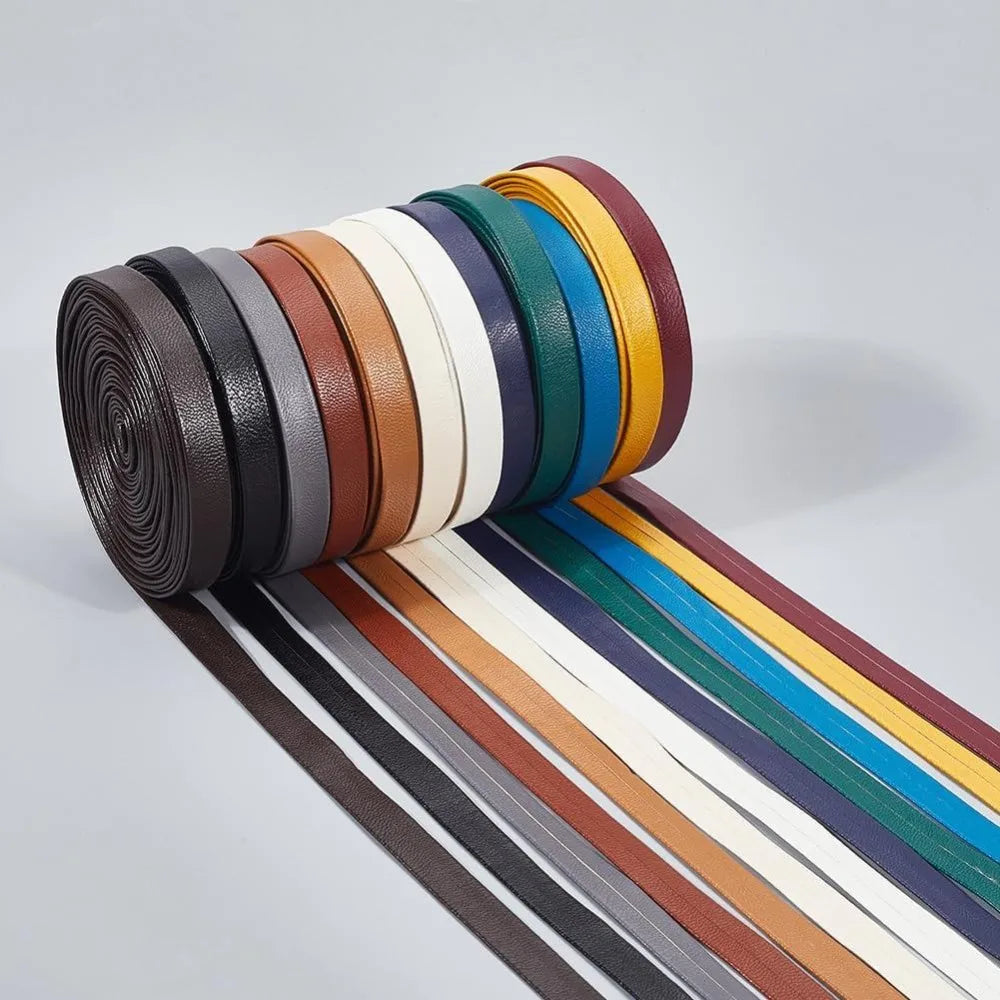 5m Foldover Leather Strips 10mm – Double-Sided PU Lacing