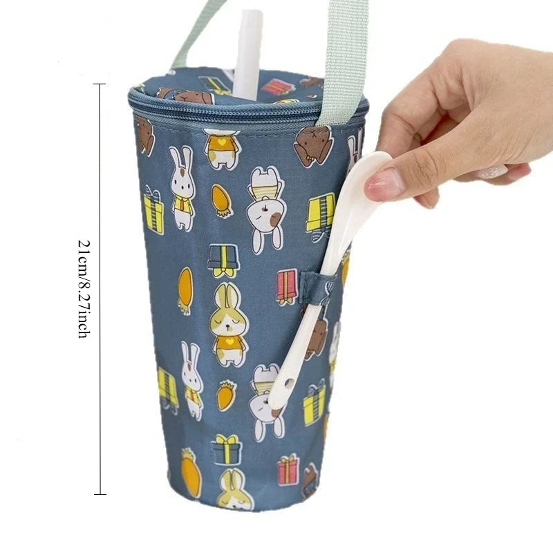 Insulated Milk Tea Tote Bag | Portable Cup Carrier & Umbrella Bag