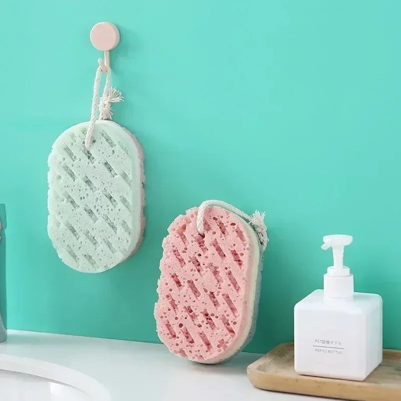 3-Layer Exfoliating Bath Sponge with Hanging Loop | Body Scrub