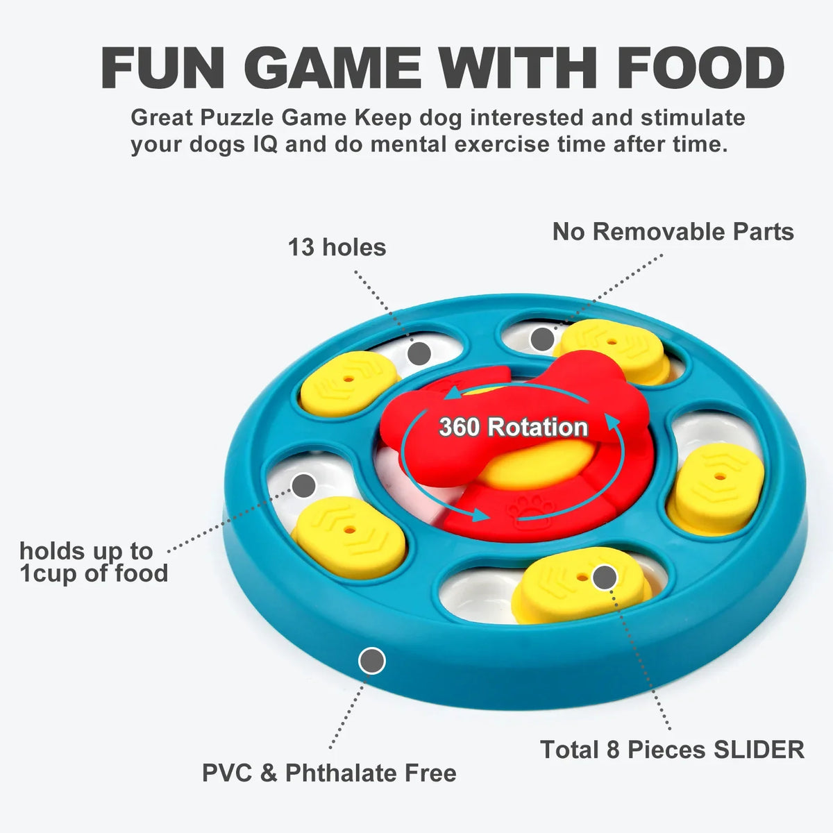 Pet Toy Rotating Feeding Slow Food Bowl Dog Turntable Chewy Training