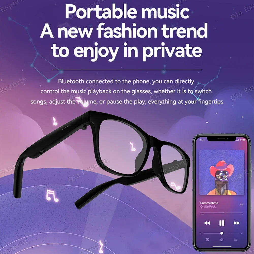 AI Bluetooth Smart Sunglasses UV Music Voice Control 5.3