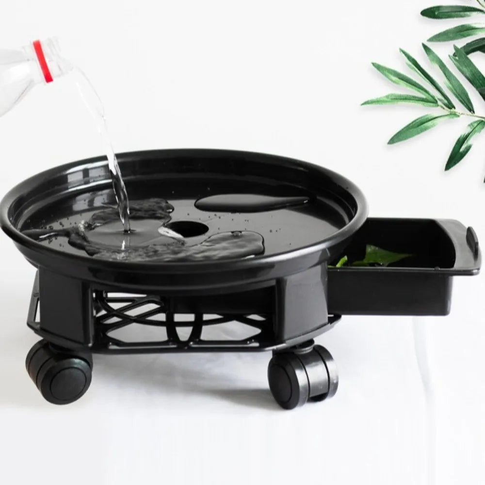 360° Rolling Plant Pot Tray with Wheels & Water Tray