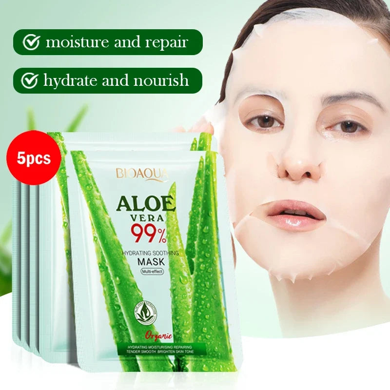 BIOAQUA Aloe Vera Facial Masks – Hydrating & Brightening 5/10pk