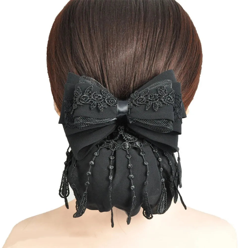 Women's Hair Bun Net with Bowknot – Elegant Elastic Headwear