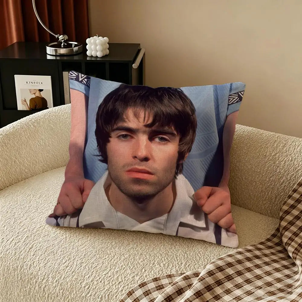Liam Gallagher Linen Cushion Cover – Printed Pillow for Sofa