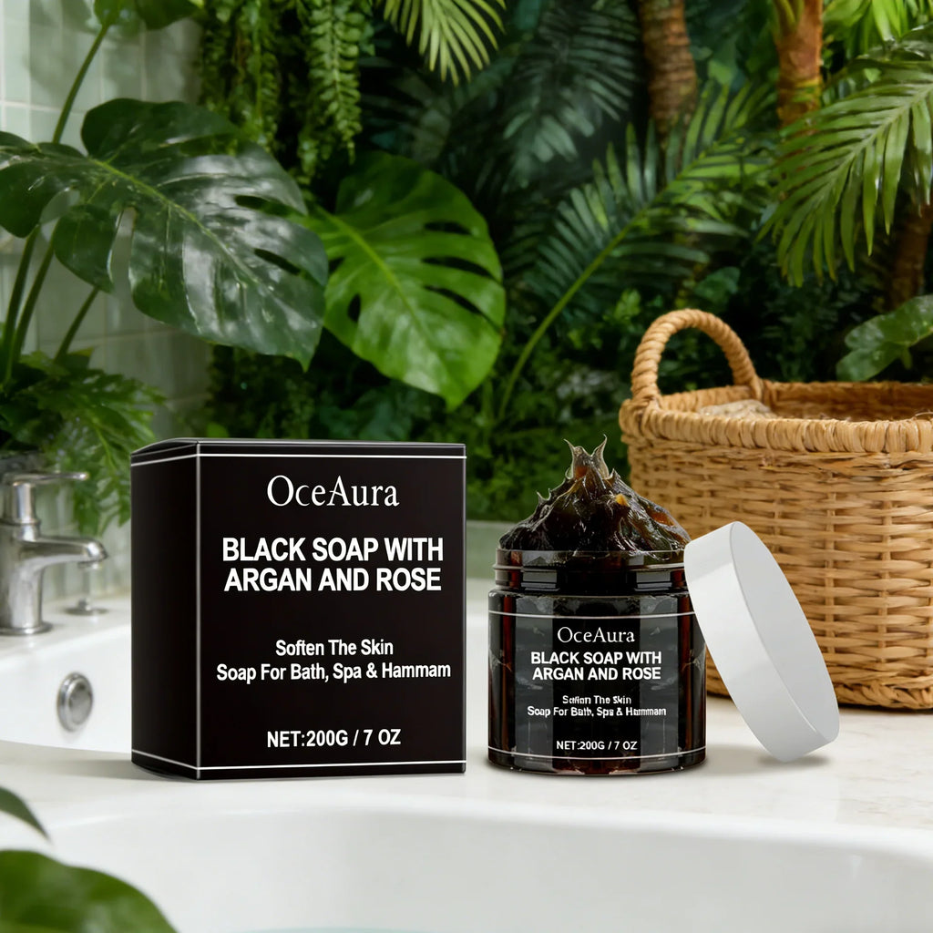 OceAura Black Soap Body Scrub – Exfoliating, Acne & Deep Cleanse