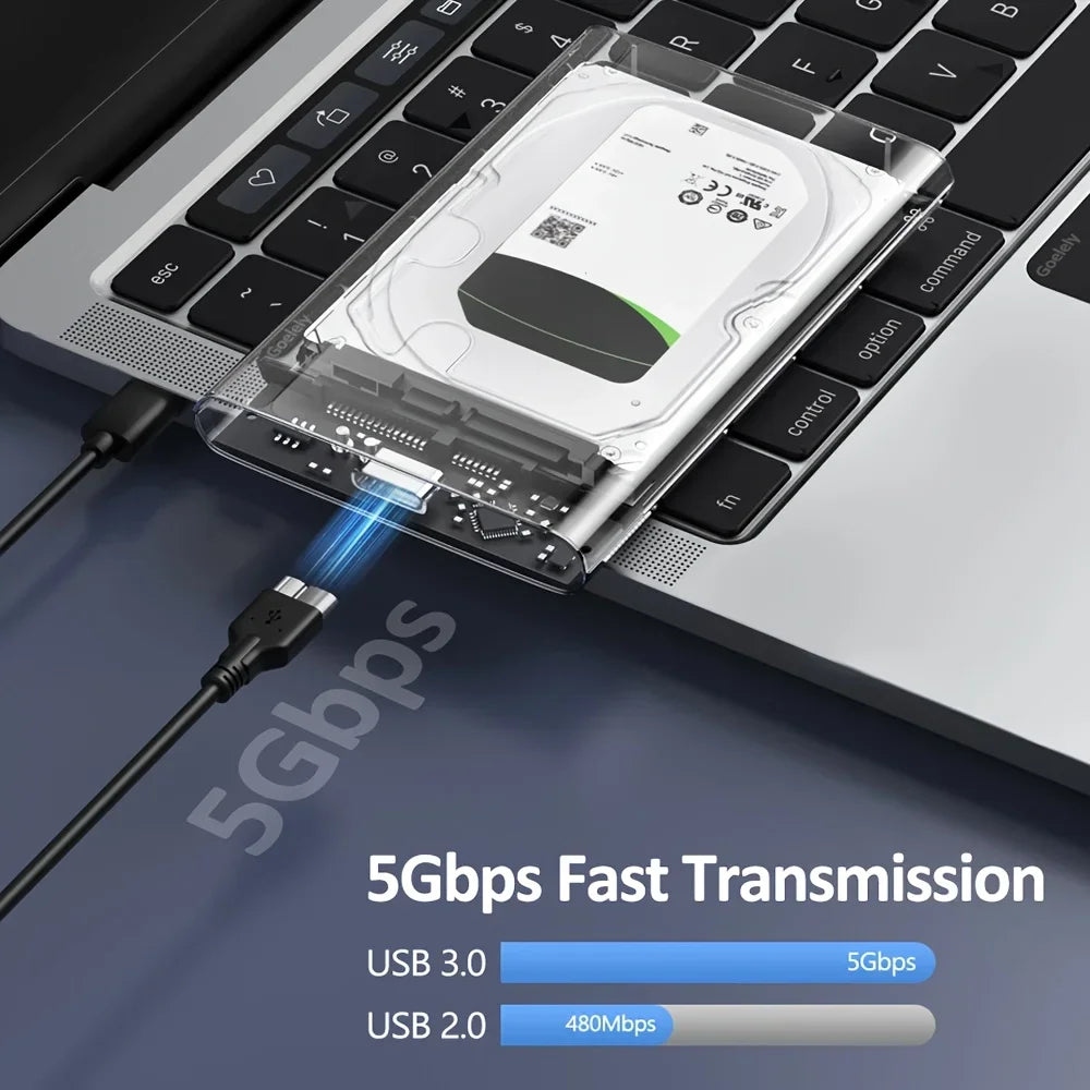 Transparent Mobile External Hard Drive Case SATA USB 3 0 C Harddisk