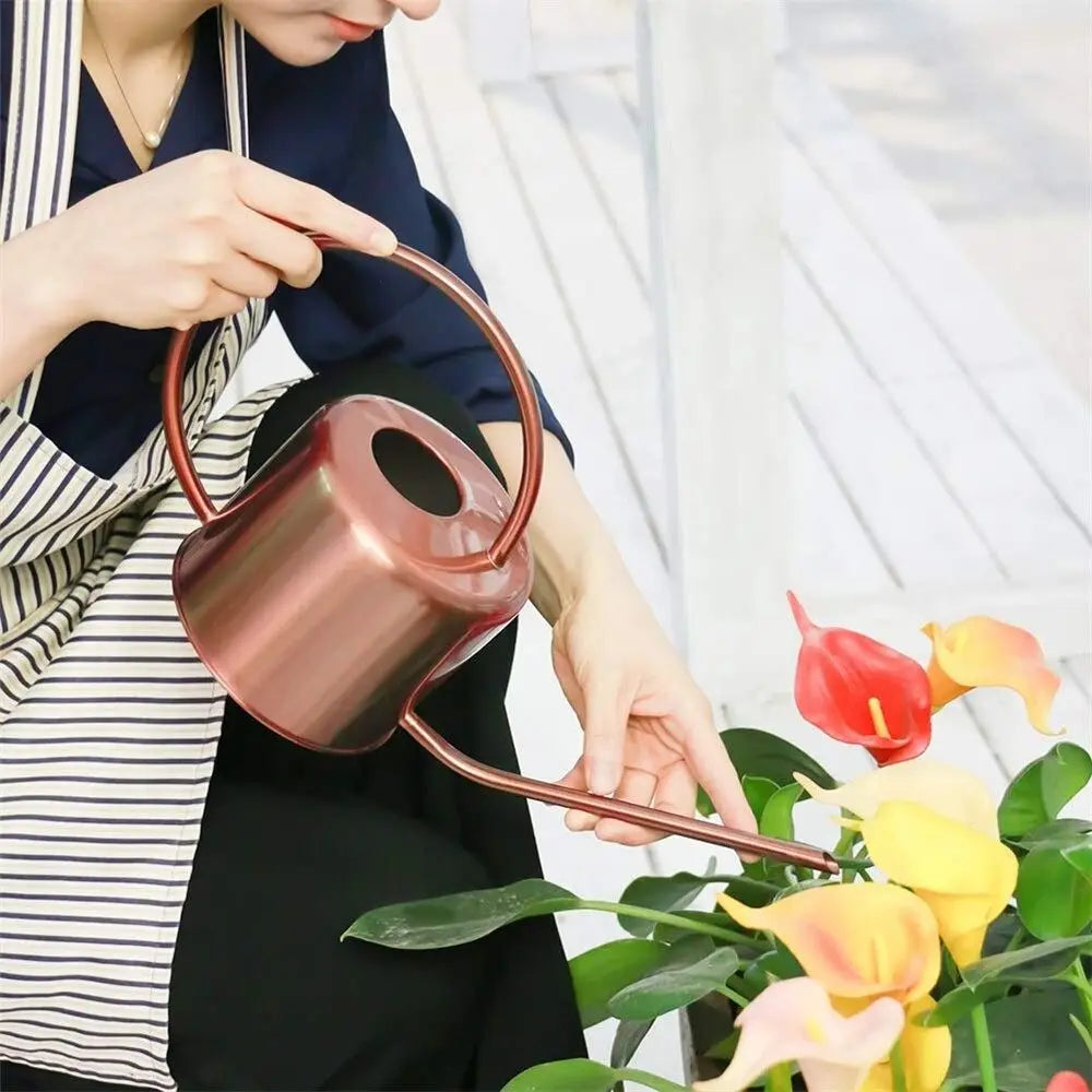 Stainless Steel Watering Can 1.3L Long Nozzle Spray Kettle