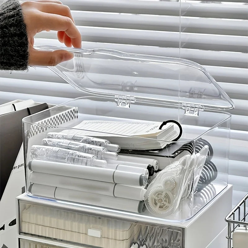 Acrylic Clear Stationery Organizer Box Clamshell Design
