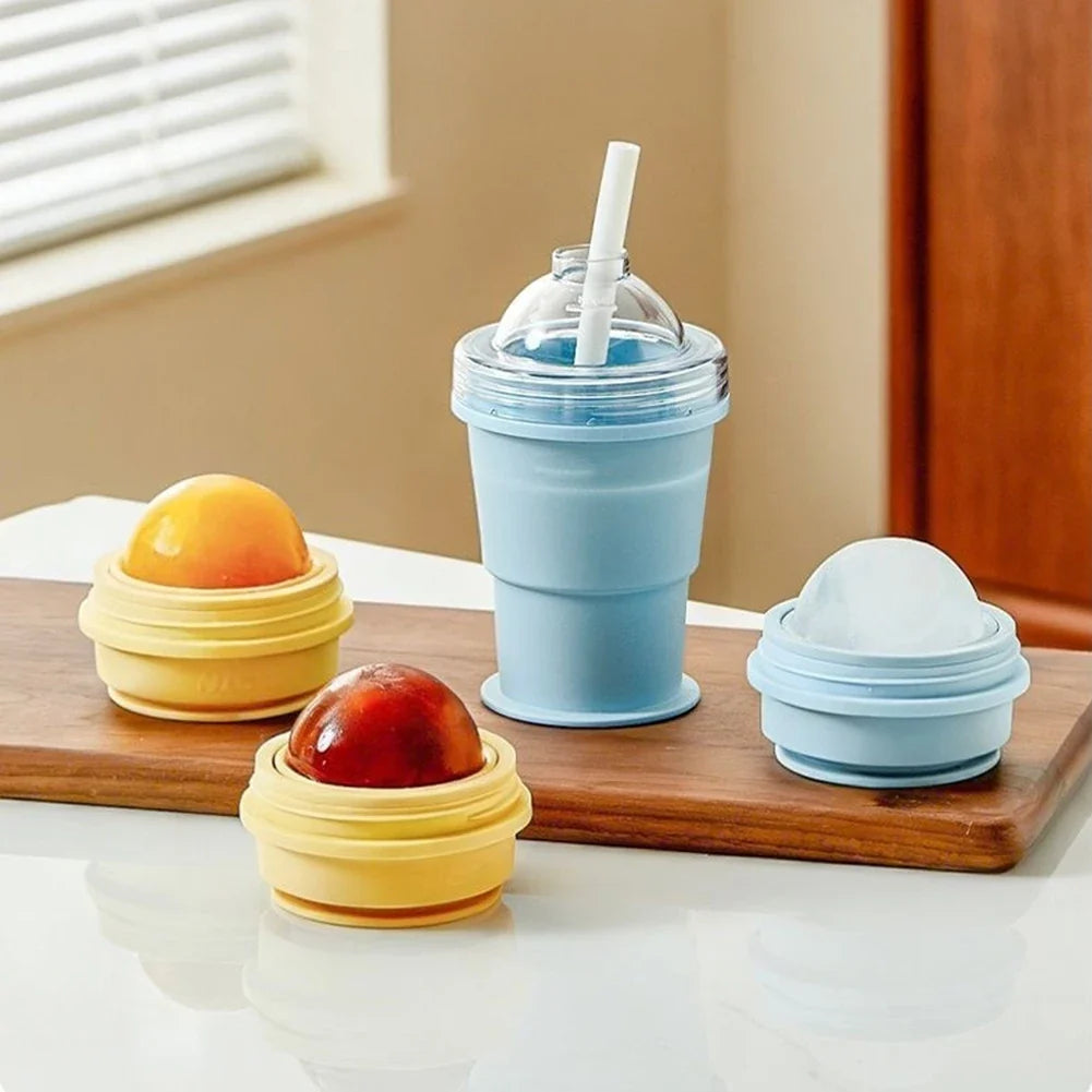 2-in-1 Collapsible Silicone Ice Ball Maker Cup | Foldable Tumbler