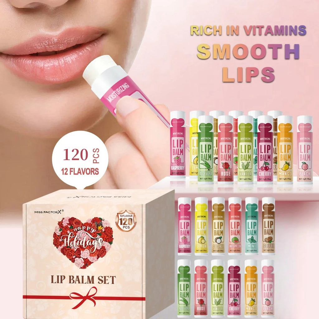 120-Piece Luxury Lipstick & Lip Balm Gift Box Set for Women