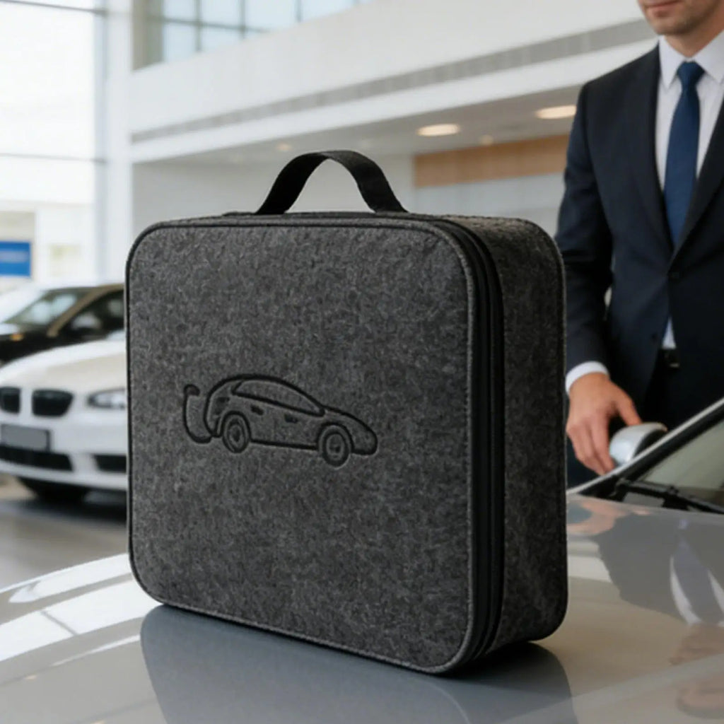 EV Charger Storage Bag Weatherproof Felt Vehicle Charging Cord Pouch