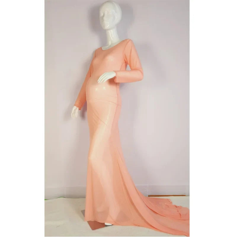 Tulle Maternity Bodysuit Dress | Long Sleeve Mesh Photo Shoot