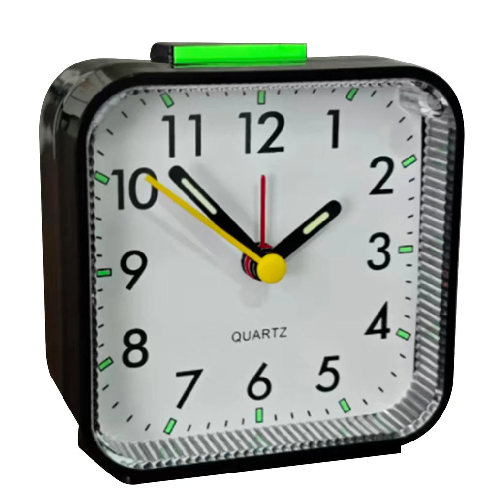 Analog Bedside Alarm Clock – Battery Powered, Silent & Portable