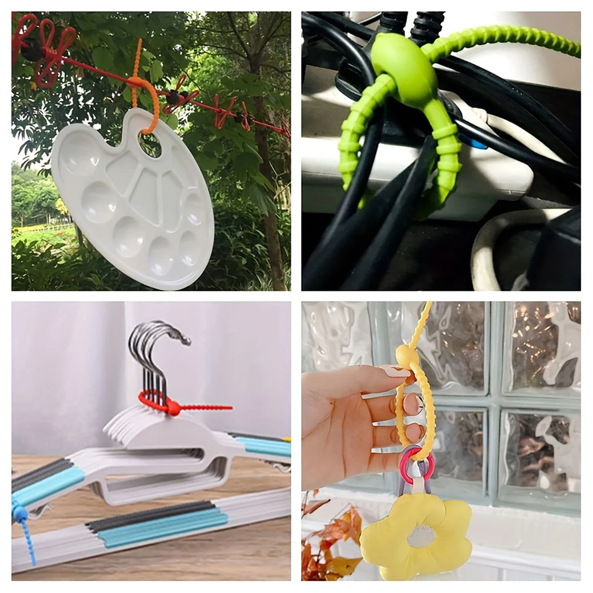 Silicone Reusable Cable Ties | Colorful Cable Management Organizer