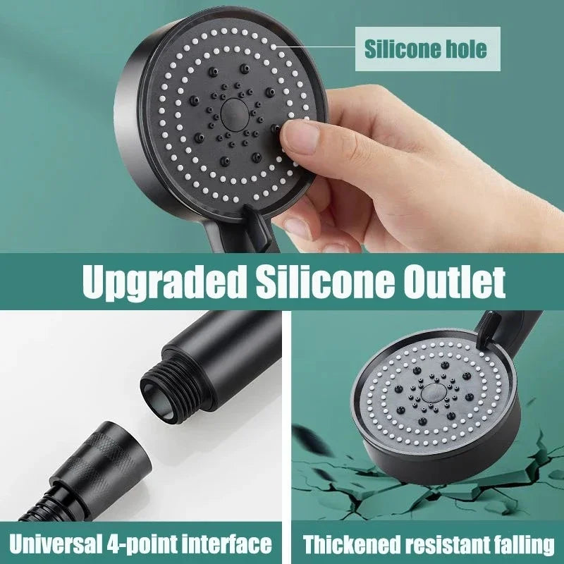 5-Mode High Pressure Water Saving Handheld Shower Head – Black