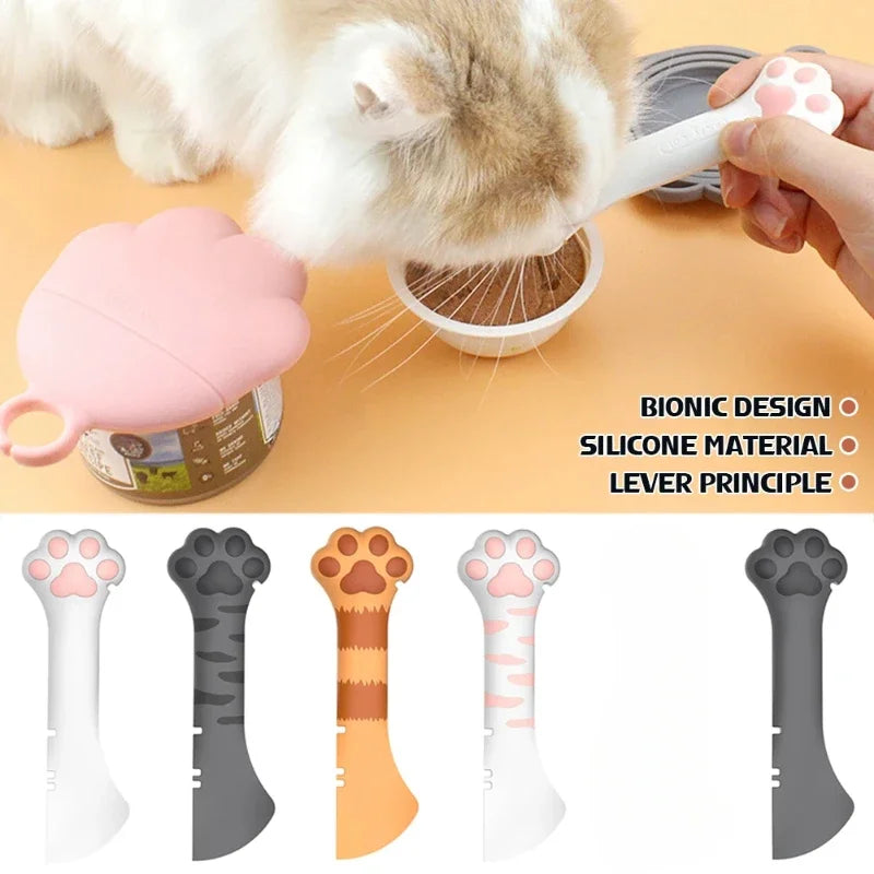 2-in-1 Cat Paw Silicone Food Scoop & Can Opener for Wet Food