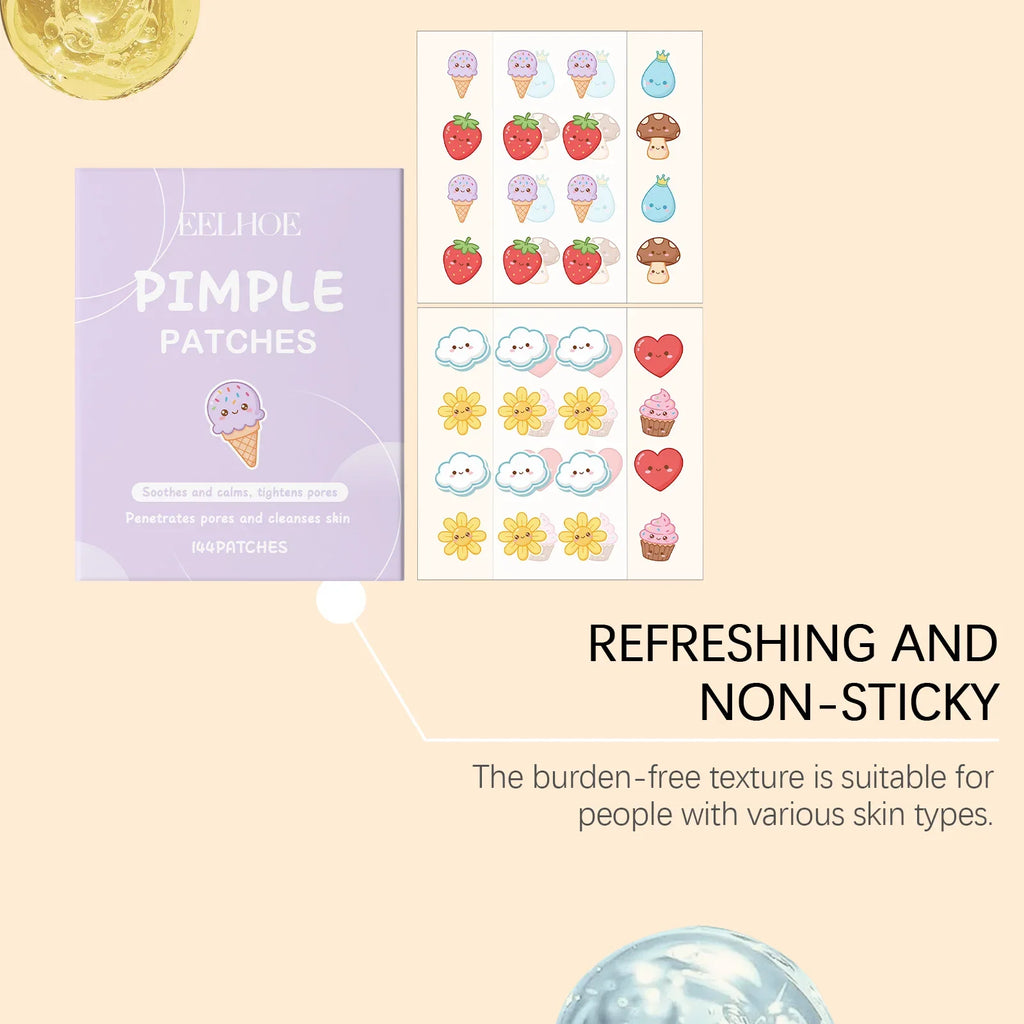 EELHOE 144-Pack Cartoon Pimple Patches – Acne Spot Treatment