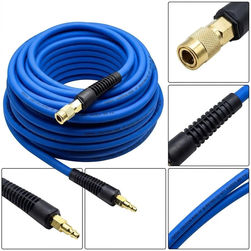 1/4" High-Pressure PVC Air Hose | Copper Fittings & Quick Connect