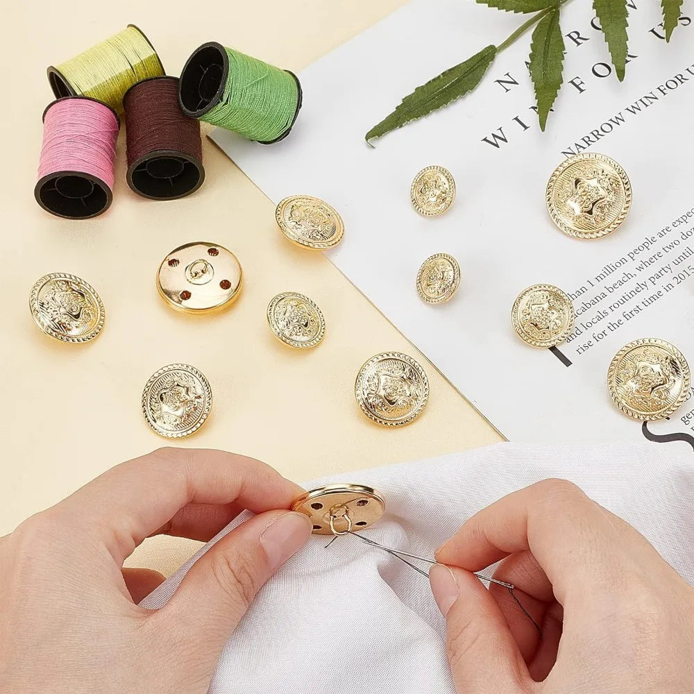 40 Pcs Gold Brass Blazer Buttons – 5 Sizes Vintage Crown Shank