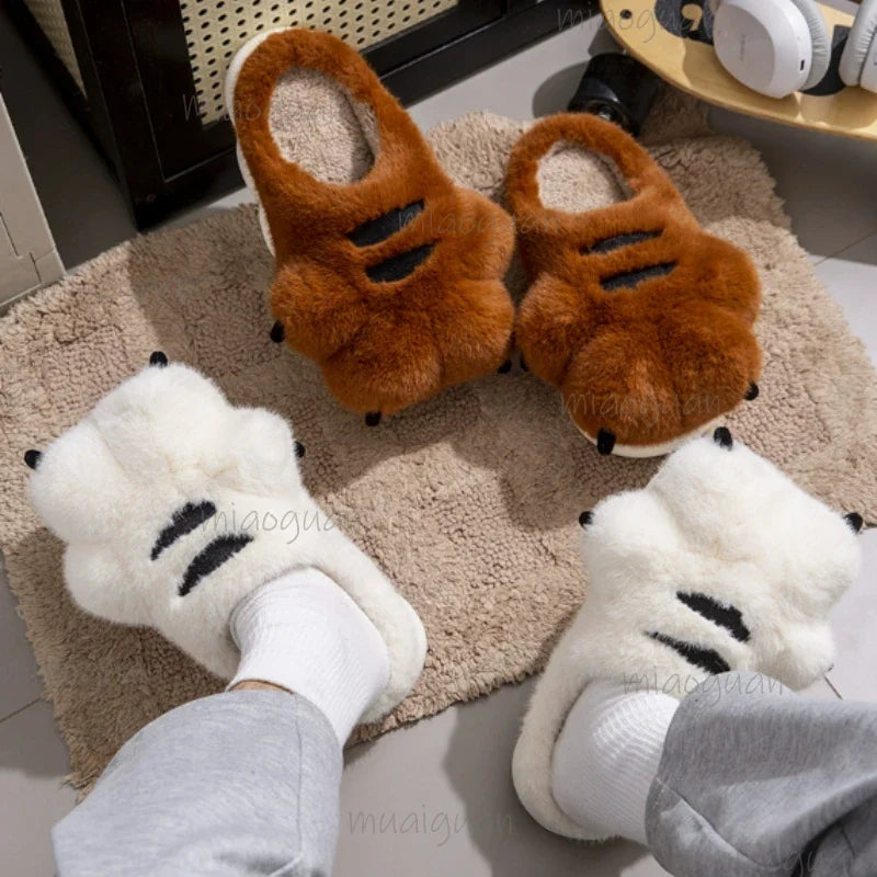 Cartoon Fluffy Plush Slippers – Soft Anti-Slip Indoor Shoes