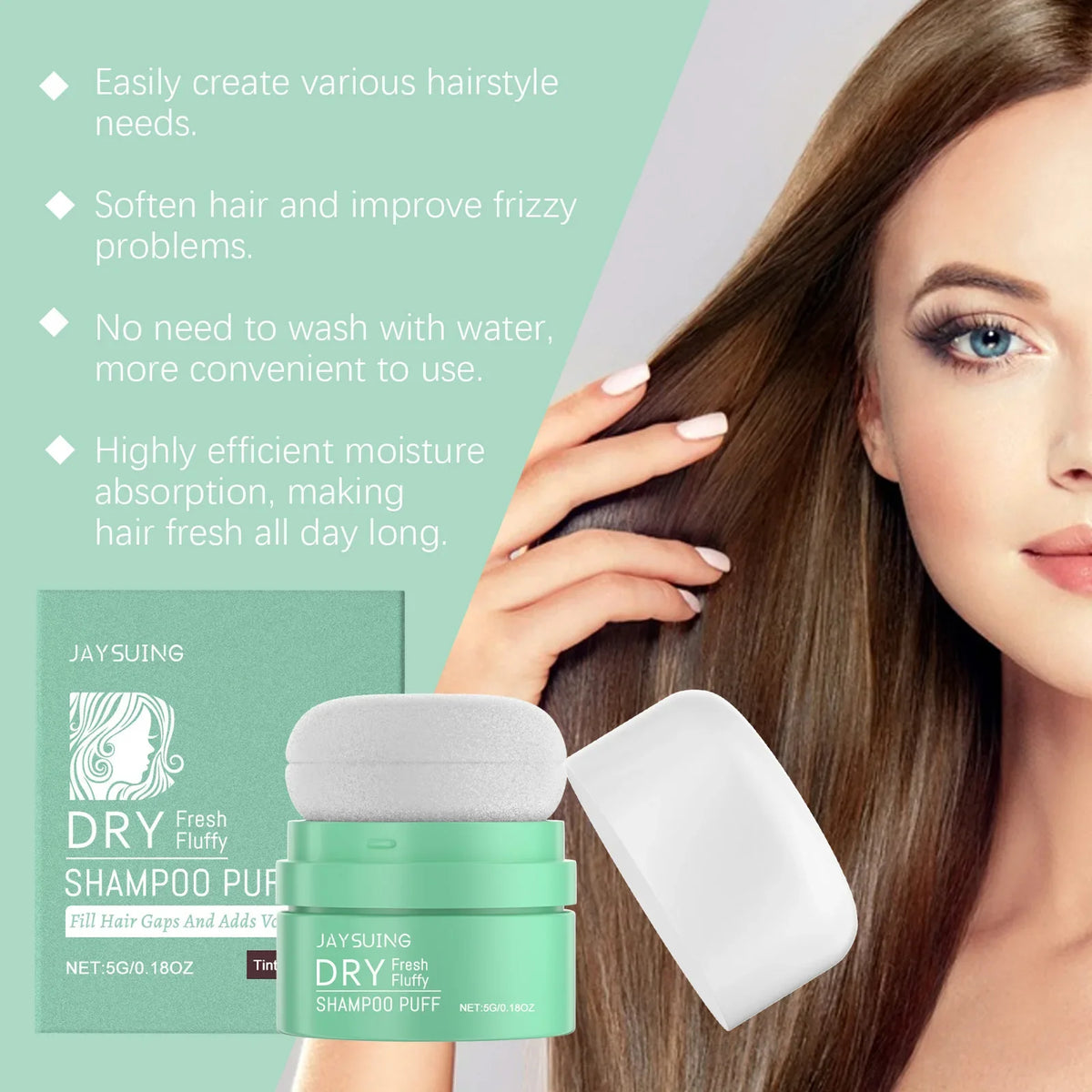 Matte Dry Shampoo Powder Puff – Oil Control & Root Volume Boost
