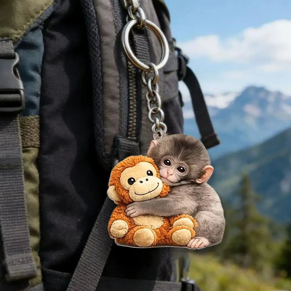 Punch Monkey Acrylic Keychain – Cute 2D Bag Charm Gift