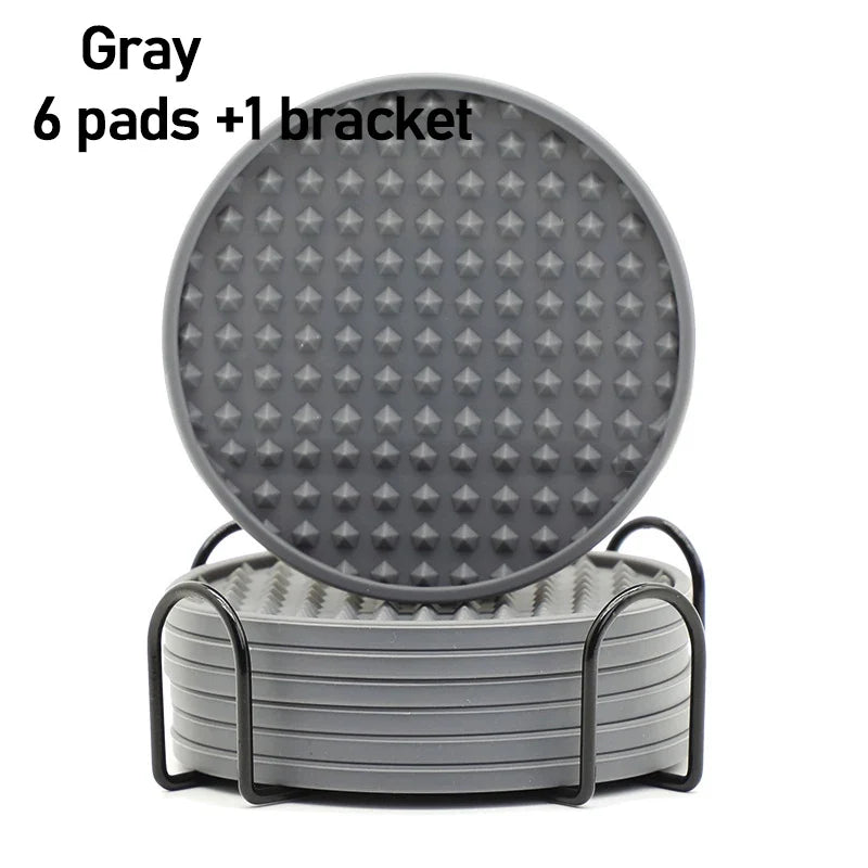 6-Pack Silicone Coasters – Heat Resistant Round Drink Mats 10cm