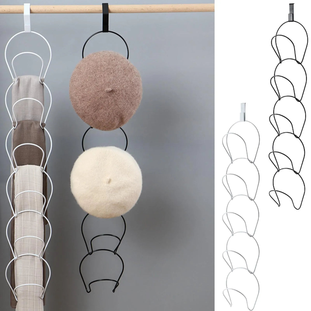 Over-Door Hat Rack Organizer – 5 Hooks, No Drilling Needed