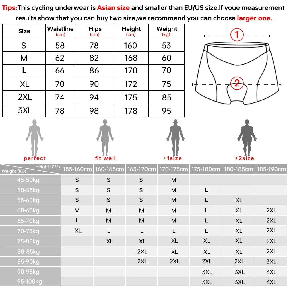 X-TIGER Men's 5D Gel Pad Cycling Shorts – Breathable MTB Bike