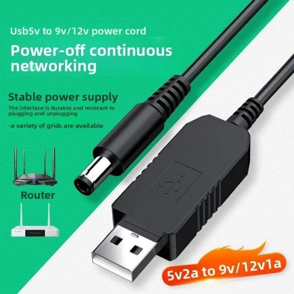 USB 5V to 9V 12V Boost Converter Cable | DC 5.5x2.1mm Plug