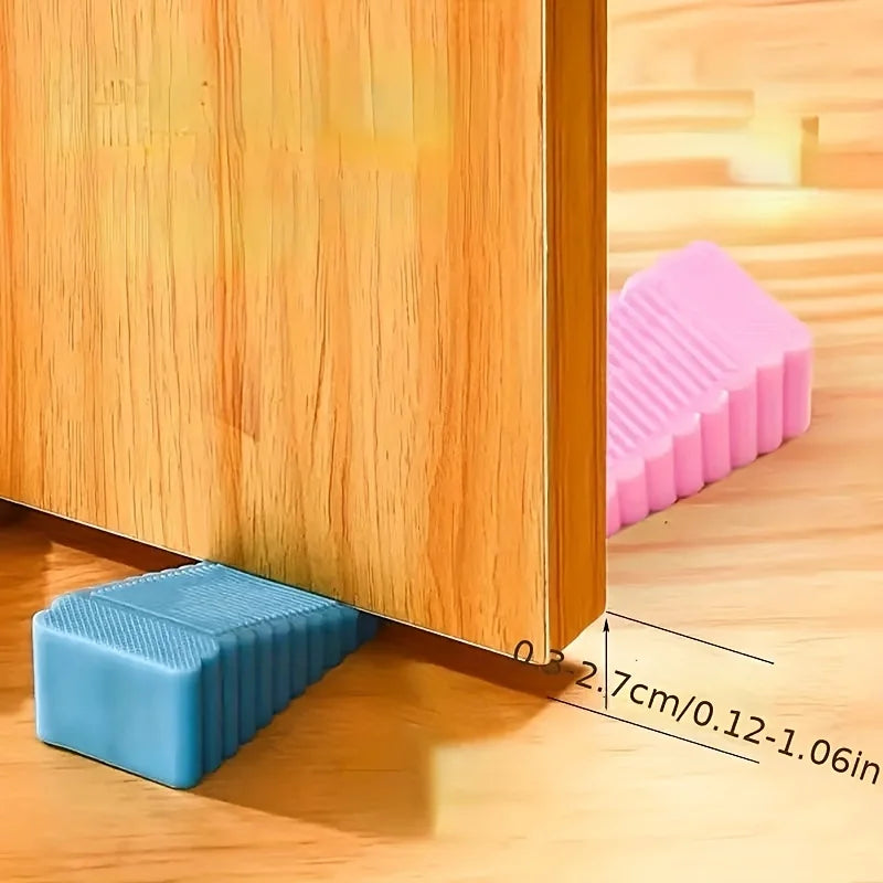2-Pack No-Drill Rubber Door Stops – Anti-Slam Wedge Doorstop