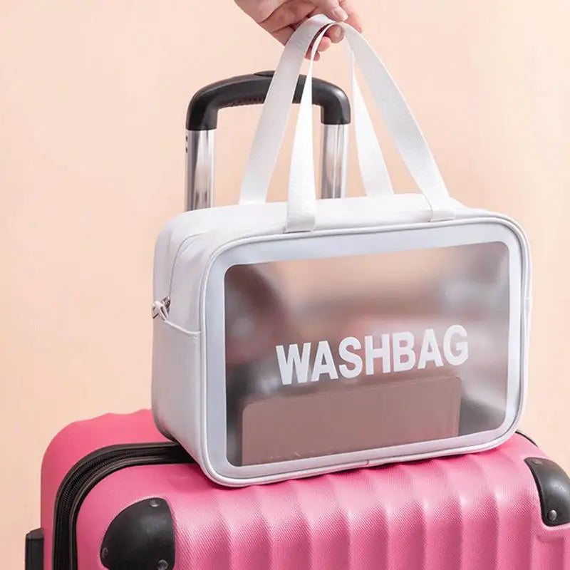Dry-Wet Separation Transparent PU Travel Cosmetic Bag