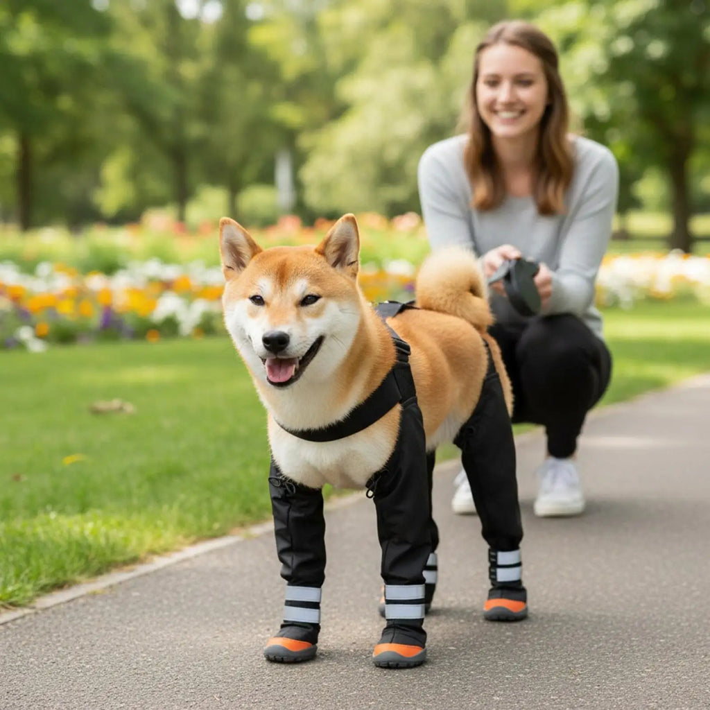Waterproof Dog Boots Suspender Anti-slip Walk Shoes Outdoor Small