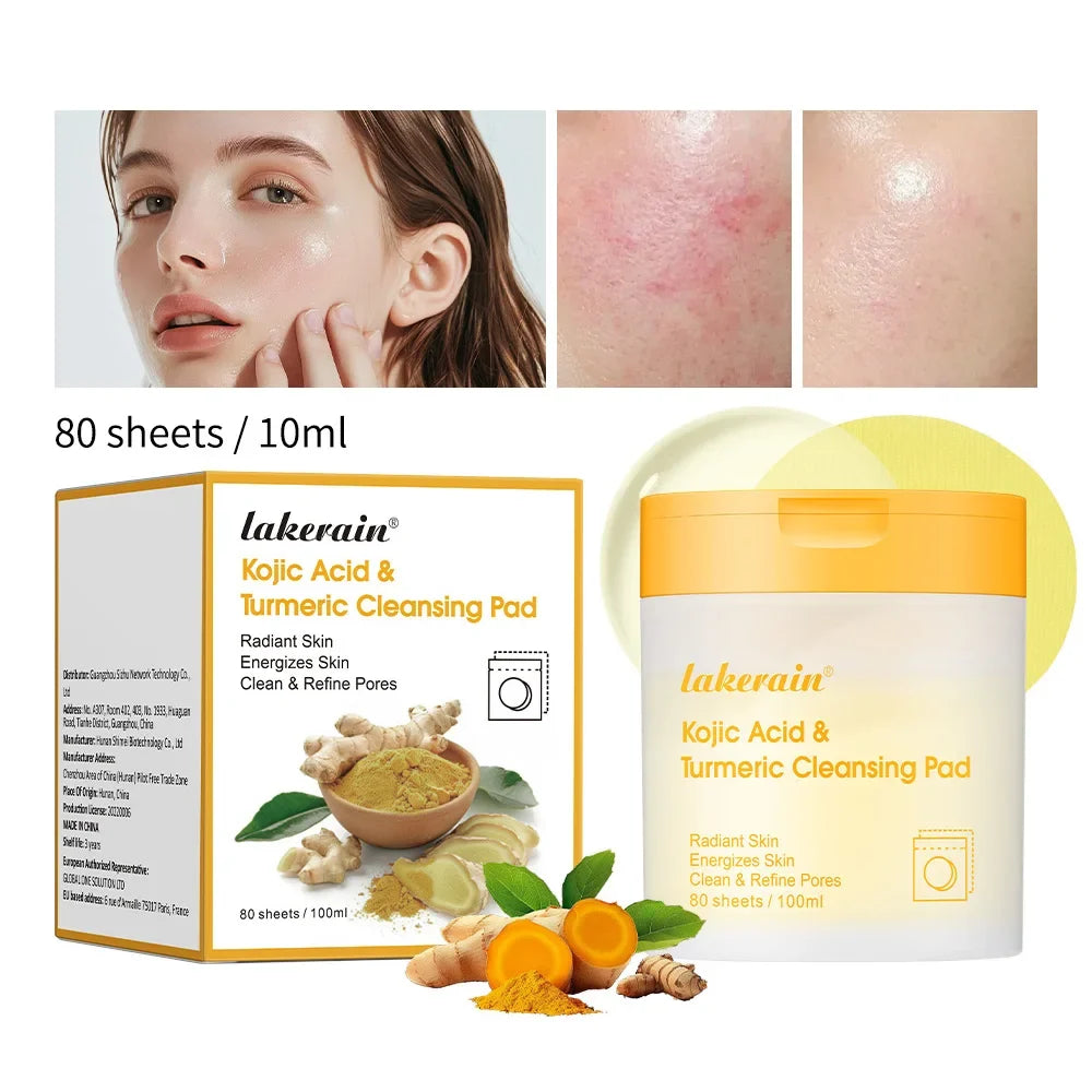Turmeric & Kojic Acid Exfoliating Cleansing Pads – 80 Pack