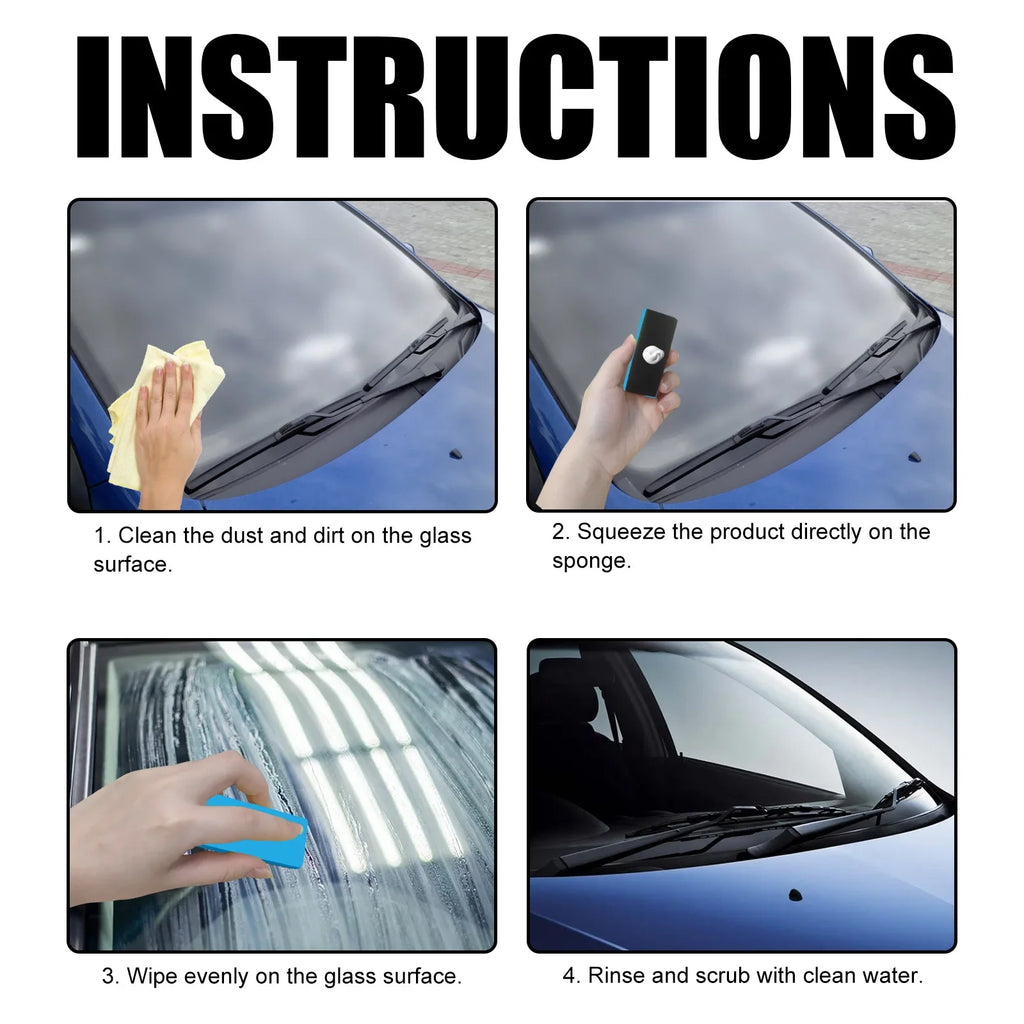 Car Glass Oil Film Remover – Streak-Free Cleaner Kit 30g