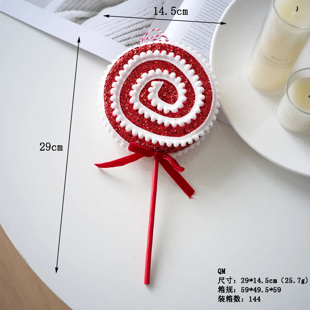 Christmas Tree Ornaments Red White Walking Sticks Candies Ball