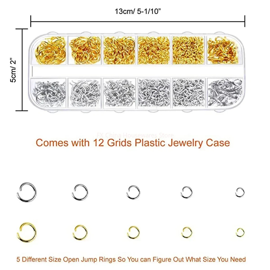 1200pcs DIY Jewelry Making Kit – Jump Rings, Clasps & Pliers