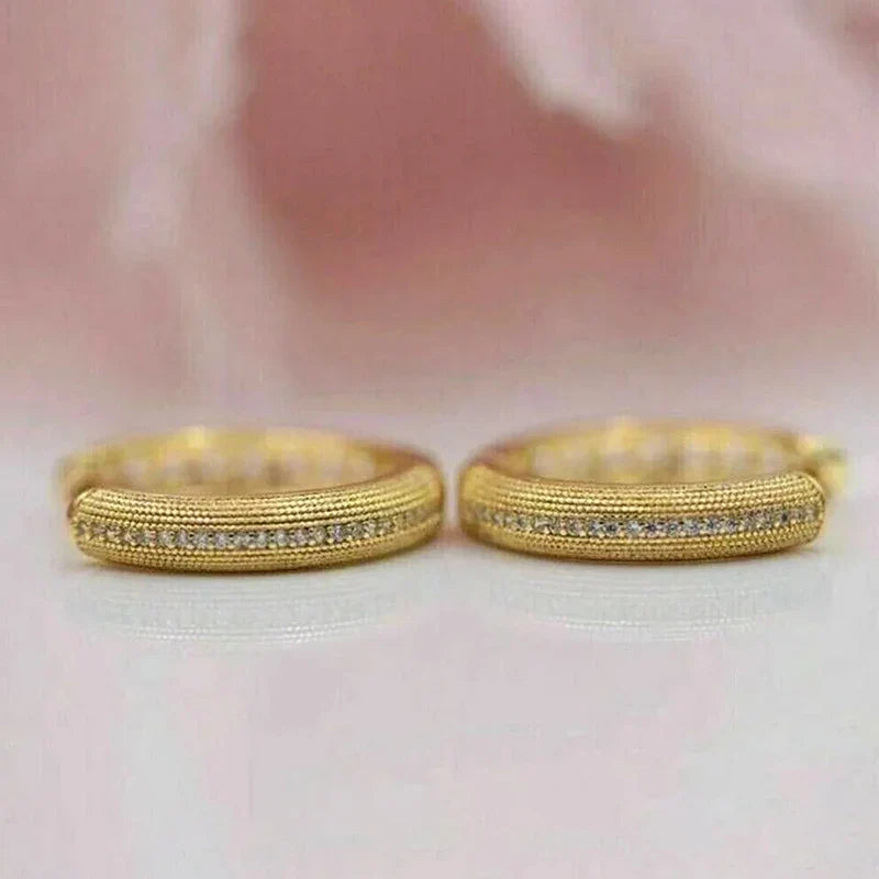 Huitan Gold Hoop Earrings – Cubic Zirconia for Women