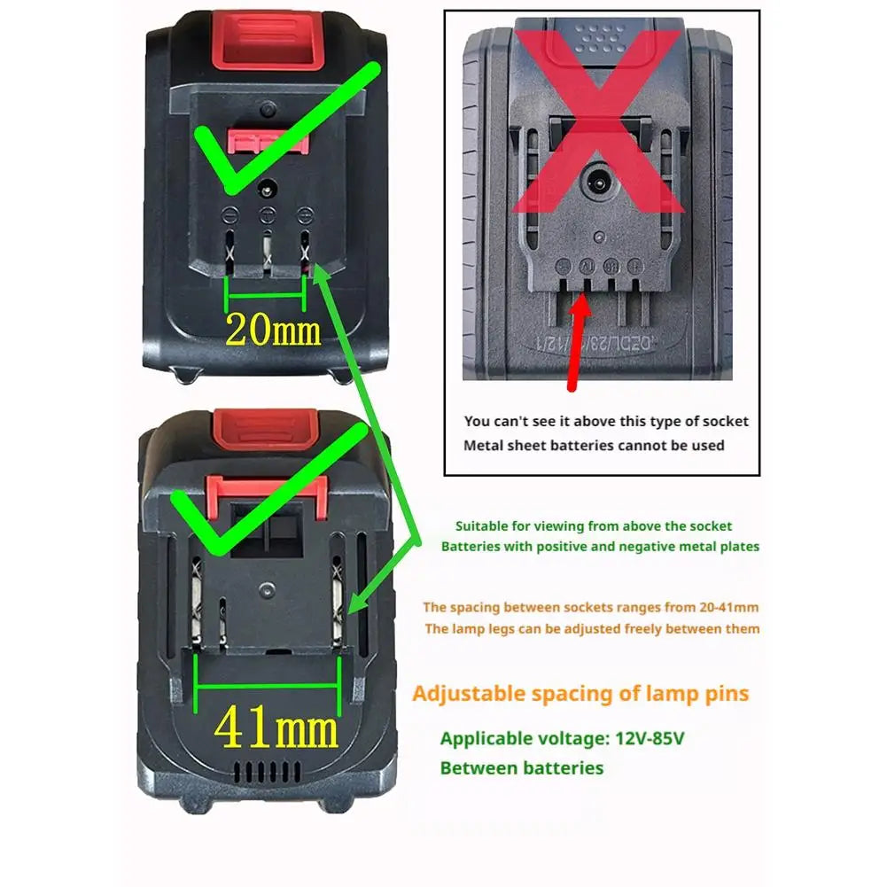 Portable LED Work Light – Power Tool Battery Adapter 12V–85V