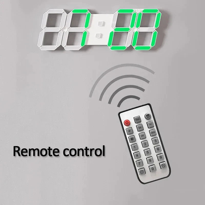 3D LED Digital Wall Clock – USB Alarm, Timer & Temp Display