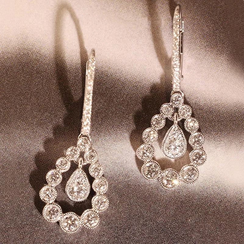 Huitan Waterdrop Drop Earrings – Sparkling Cubic Zirconia